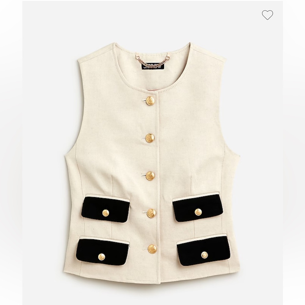 J. Crew Contrast vest in textured linen blend